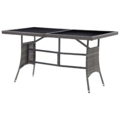 Poly Rattan Garden Table 140x80x74cm - Grey - Complete Storage Solutions