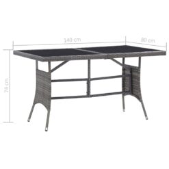Poly Rattan Garden Table 140x80x74cm - Grey - Complete Storage Solutions