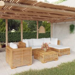 6 Piece Garden Lounge Set with Cushions Wood Teak