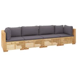 4 Piece Teak Garden Lounge Set with Cushions - Complete Storage Solutions