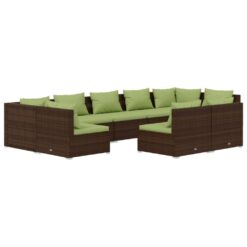 9 Piece Poly Rattan Garden Lounge Set with Cushions - Complete Storage Solutions