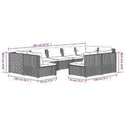 9 Piece Poly Rattan Garden Lounge Set with Cushions - Complete Storage Solutions