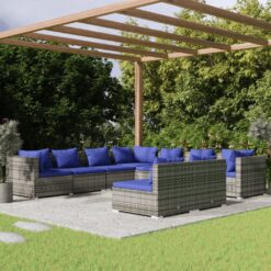 9 Piece Poly Rattan Garden Lounge Set with Cushions