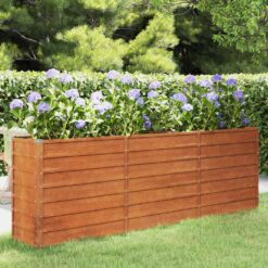 Corten Steel Garden Raised Bed 240x40x77cm - Rusty