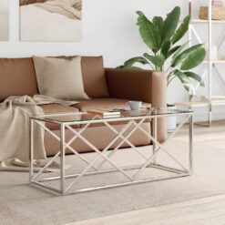 Stainless Steel & Glass Coffee Table 110x45x45cm