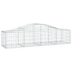 6 Piece Arched Gabion Baskets 200x50x40/60cm Galvanised Iron 200x50x40cm - Silver - Complete Storage Solutions