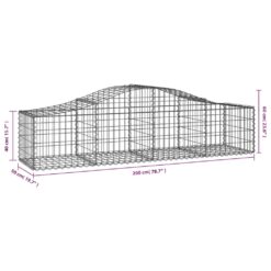 6 Piece Arched Gabion Baskets 200x50x40/60cm Galvanised Iron 200x50x40cm - Silver - Complete Storage Solutions