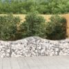 2 Piece Arched Gabion Baskets 200x50x60/80cm Galvanised Iron 200x50x60cm - Silver - Complete Storage Solutions