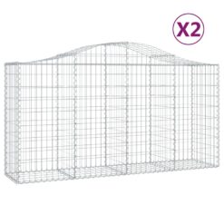2 Piece Arched Gabion Baskets 200x50x100/120cm Galvanised Iron 200x50x100cm - Silver - Complete Storage Solutions