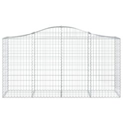 2 Piece Arched Gabion Baskets 200x50x100/120cm Galvanised Iron 200x50x100cm - Silver - Complete Storage Solutions