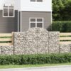 4 Piece Arched Gabion Baskets 200x50x120/140cm Galvanised Iron 200x50x120cm - Silver - Complete Storage Solutions
