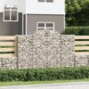 3 Piece Arched Gabion Baskets 200x50x140/160cm Galvanised Iron 200x50x140cm - Silver - Complete Storage Solutions