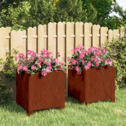 2 Piece Corten Steel Planters with Legs 30x30x30cm - Rusty