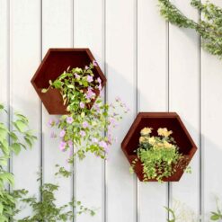 2 Piece Corten Steel Wall Planters 30x10x25cm - Rusty