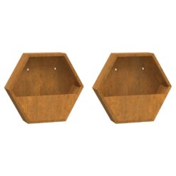 Alternative view of 2 Piece Corten Steel Wall Planters 46x10x40cm - Rusty