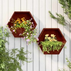 2 Piece Corten Steel Wall Planters 46x10x40cm - Rusty