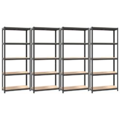 Alternative view of 4 Piece Steel 5-Layer Shelves 75x30x172cm - Anthracite
