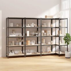 4 Piece Steel 5-Layer Shelves 75x30x172cm - Anthracite