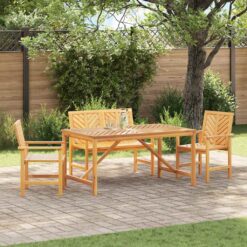 4 Piece Acacia Garden Dining Set - Brown