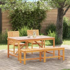 4 Piece Acacia Garden Dining Set - Brown