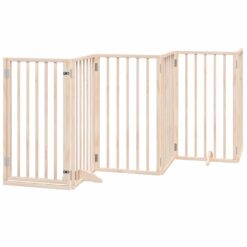 Dog Gate with Door Foldable 6 Panels 300cm Poplar Wood - Complete Storage Solutions