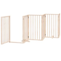Dog Gate with Door Foldable 6 Panels 300cm Poplar Wood - Complete Storage Solutions