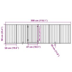 Dog Gate with Door Foldable 6 Panels 300cm Poplar Wood - Complete Storage Solutions