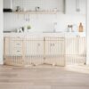 Dog Gate with Door Foldable 4 Panels 320cm Poplar Wood - Complete Storage Solutions