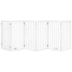 Dog Gate with Door Foldable 6 Panels 300cm Poplar Wood - Complete Storage Solutions