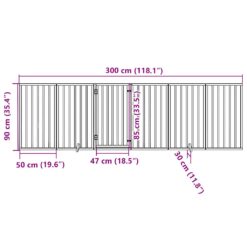 Dog Gate with Door Foldable 6 Panels 300cm Poplar Wood - Complete Storage Solutions