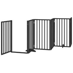 Dog Gate with Door Foldable 6 Panels 300cm Poplar Wood - Complete Storage Solutions