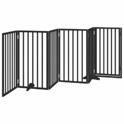 Dog Gate with Door Foldable 6 Panels 300cm Poplar Wood - Complete Storage Solutions