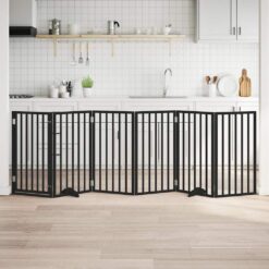 Dog Gate with Door Foldable 6 Panels 300cm Poplar Wood - Complete Storage Solutions
