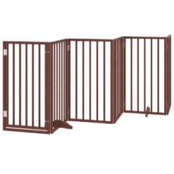 Dog Gate with Door Foldable 6 Panels 300cm Poplar Wood - Complete Storage Solutions