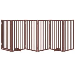 Dog Gate with Door Foldable 6 Panels 300cm Poplar Wood - Complete Storage Solutions