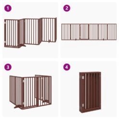 Dog Gate with Door Foldable 6 Panels 300cm Poplar Wood - Complete Storage Solutions