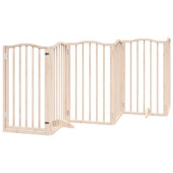 Dog Gate with Door Foldable 6 Panels 300cm Poplar Wood - Complete Storage Solutions