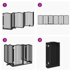 Dog Gate with Door Foldable 6 Panels 300cm Poplar Wood - Complete Storage Solutions
