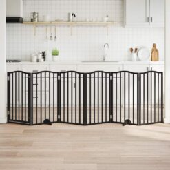 Dog Gate with Door Foldable 6 Panels 300cm Poplar Wood - Complete Storage Solutions