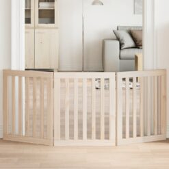 Dog Gate Foldable 3 Panels 150cm Poplar Wood 50x60x2cm - Brown