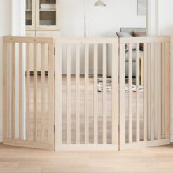 Dog Gate Foldable 3 Panels 150cm Poplar Wood 50x90x2cm - Brown