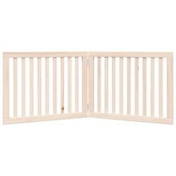 Dog Gate Foldable 2 Panels 160cm Poplar Wood 80x60x2cm - Brown - Complete Storage Solutions