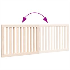 Dog Gate Foldable 2 Panels 160cm Poplar Wood 80x60x2cm - Brown - Complete Storage Solutions