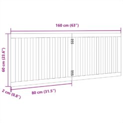 Dog Gate Foldable 2 Panels 160cm Poplar Wood 80x60x2cm - Brown - Complete Storage Solutions