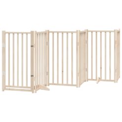 Alternative view of Fir Wood Dog Gate with Door Foldable 6 Panels 300cm 50x90x2cm - Brown