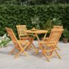 5 Piece Garden Dining Set Wood Teak 47x63x90cm - Natural - Complete Storage Solutions