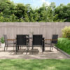 7 Piece Steel Garden Dining Set Textilene and 55x61.5x90cm - Black - Complete Storage Solutions