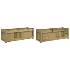 2 Piece Pinewood Garden Planters Impregnated 90x31x31cm - Natural - Complete Storage Solutions