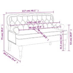 Bench with Backrest 119.5x64.5x75cm - Complete Storage Solutions