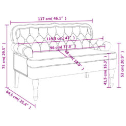 Bench with Backrest 119.5x64.5x75cm - Complete Storage Solutions